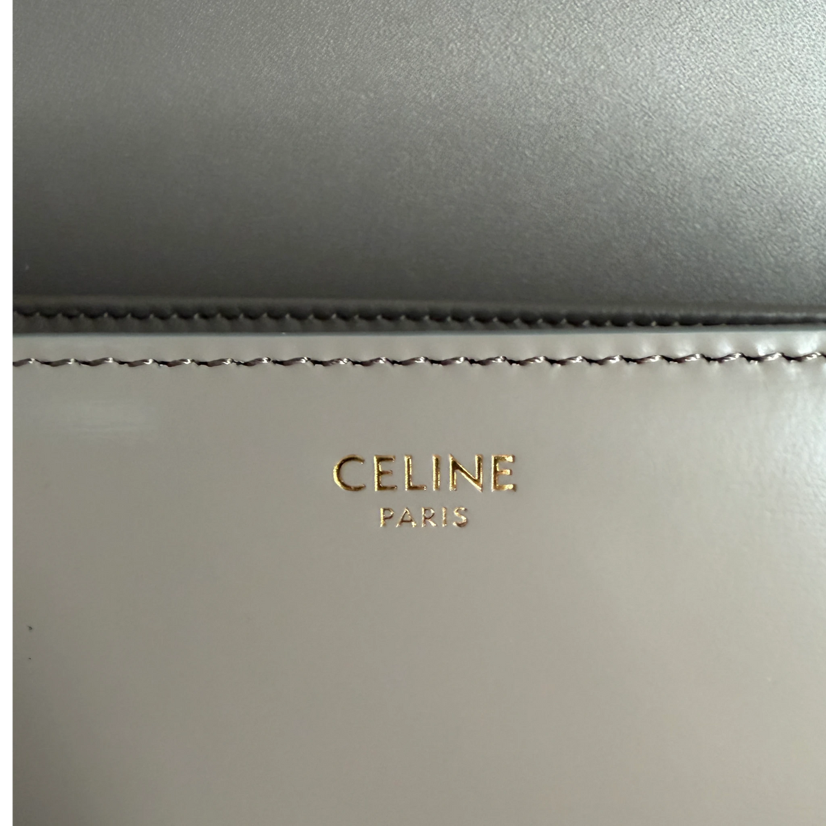 Celine Teen Triomphe Shiny Calfskin Pebble Greige Gold Tasche Celine