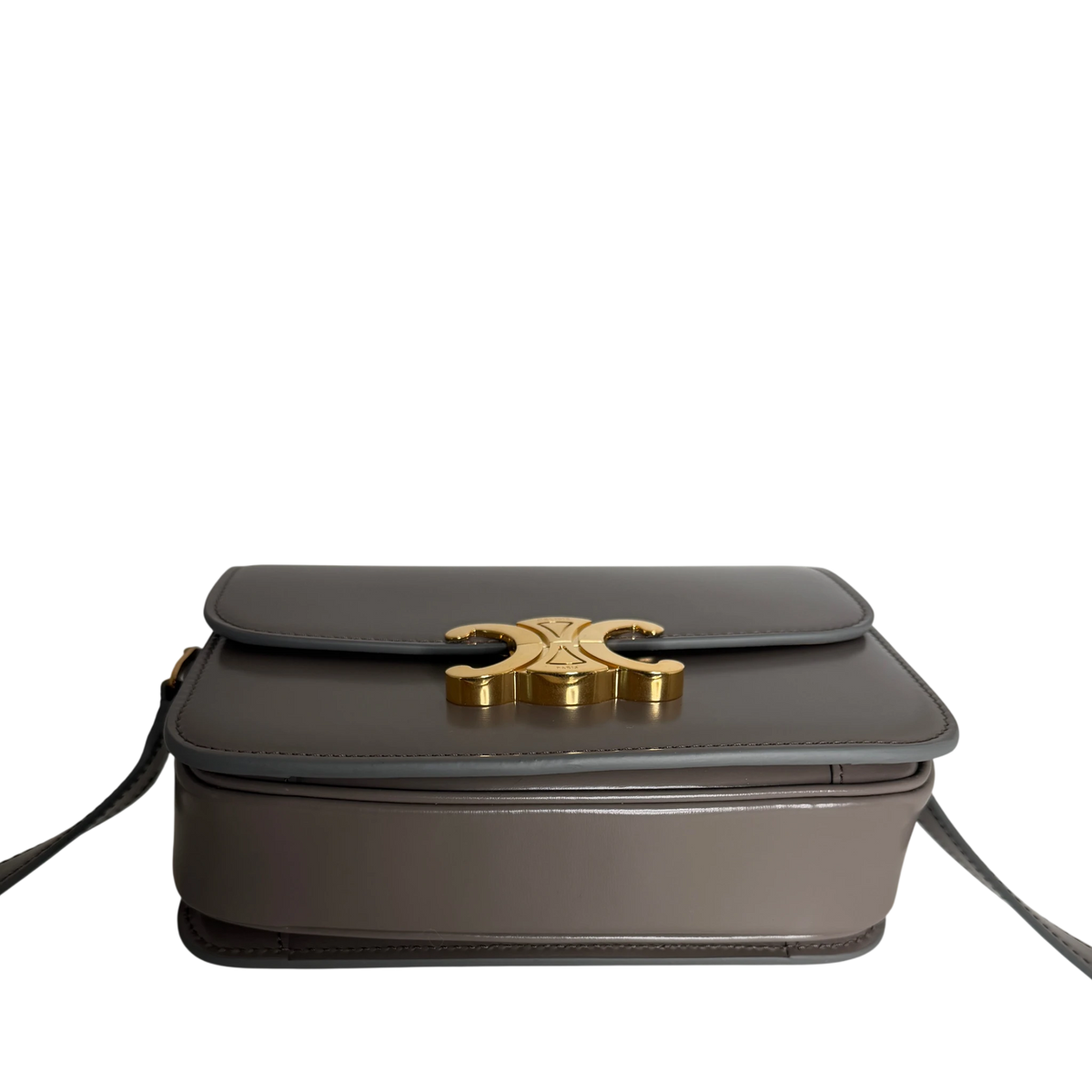 Celine Teen Triomphe Shiny Calfskin Pebble Greige Gold Tasche Celine