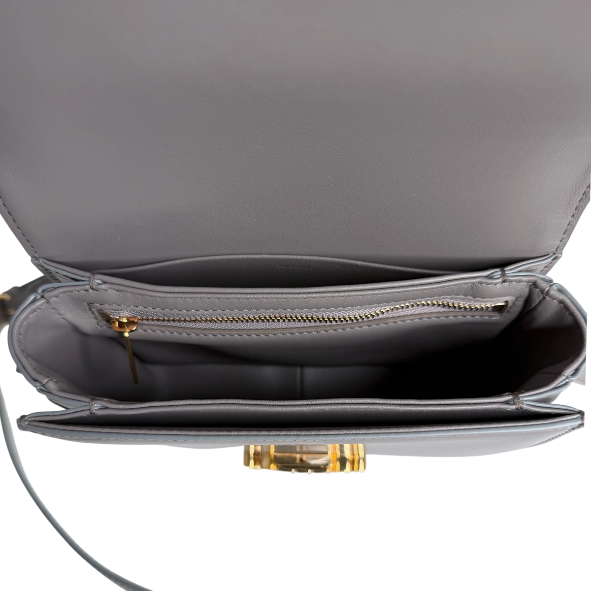 Celine Teen Triomphe Shiny Calfskin Pebble Greige Gold Tasche Celine