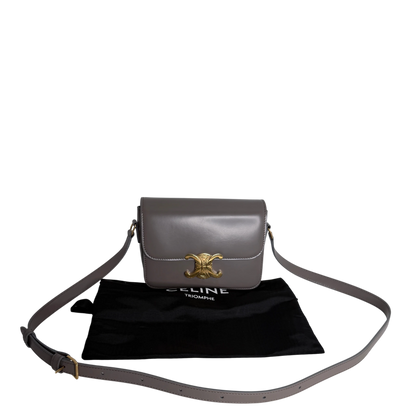 Celine Teen Triomphe Shiny Calfskin Pebble Greige Gold Tasche Celine