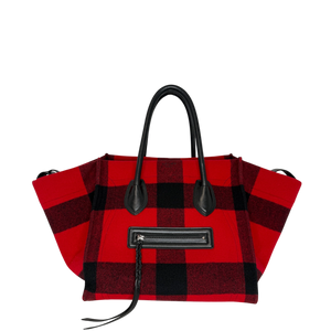 CELINE Tartan Phantom Luggage Bag Wolle rot schwarz / gut