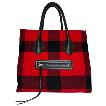 CELINE Tartan Phantom Luggage Bag Wolle rot schwarz / gut CELINE