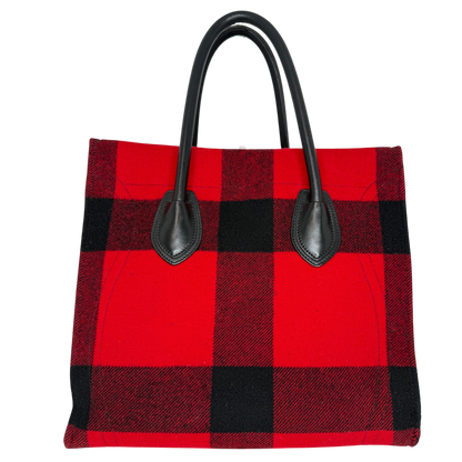 CELINE Tartan Phantom Luggage Bag Wolle rot schwarz / gut CELINE