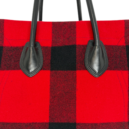 CELINE Tartan Phantom Luggage Bag Wolle rot schwarz / gut CELINE
