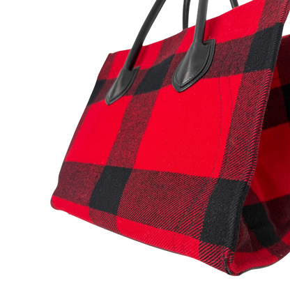 CELINE Tartan Phantom Luggage Bag Wolle rot schwarz / gut CELINE