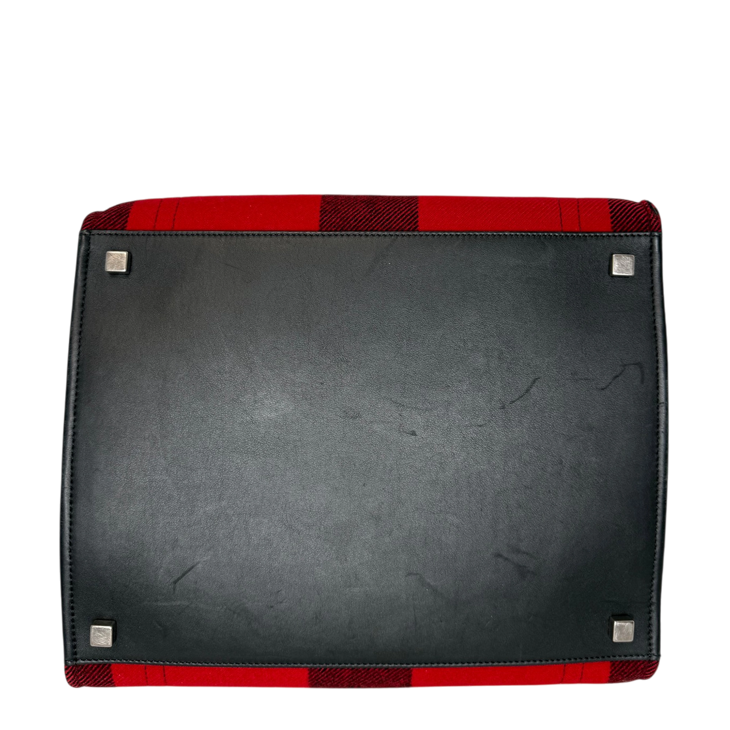CELINE Tartan Phantom Luggage Bag Wolle rot schwarz / gut CELINE