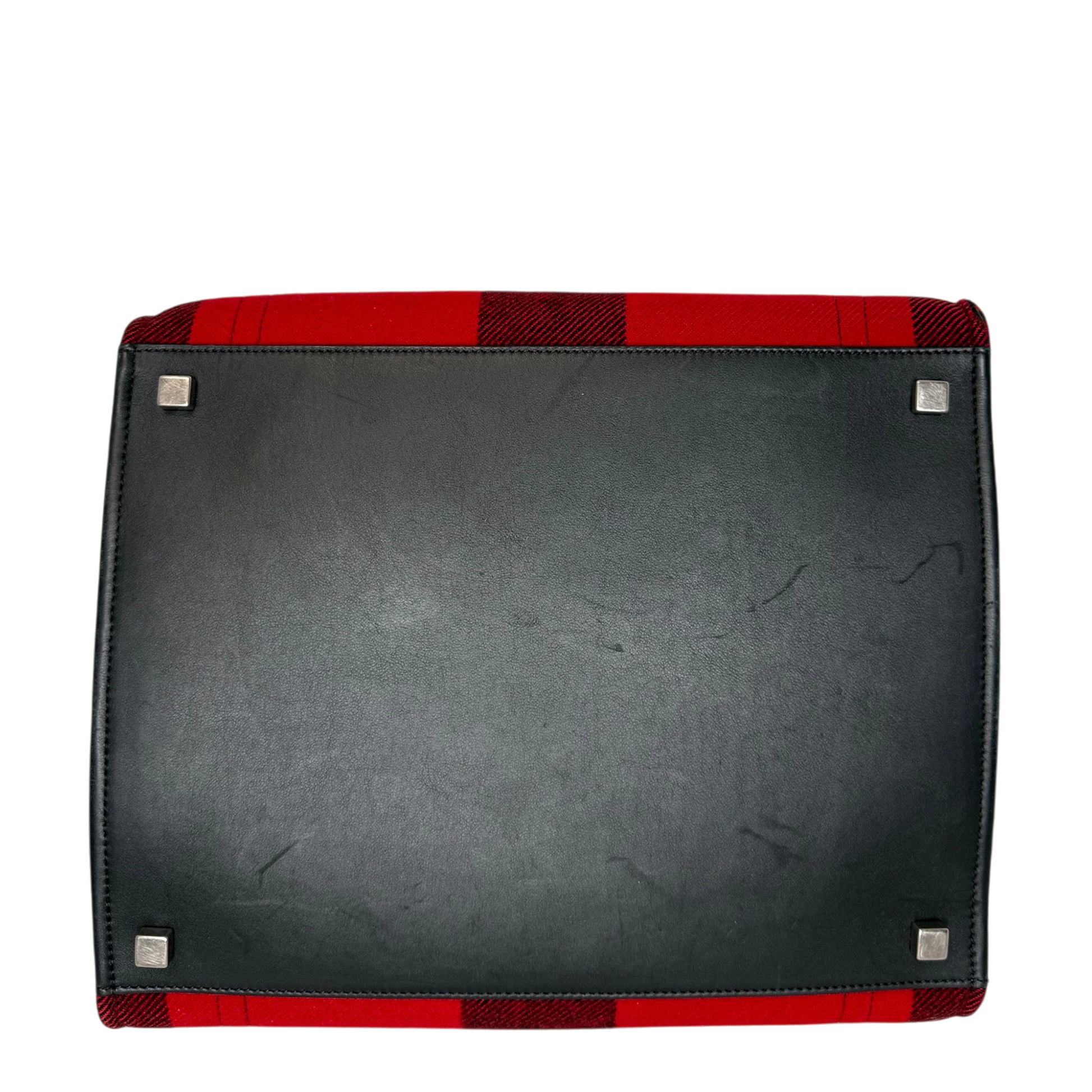 CELINE Tartan Phantom Luggage Bag Wolle rot schwarz / gut CELINE
