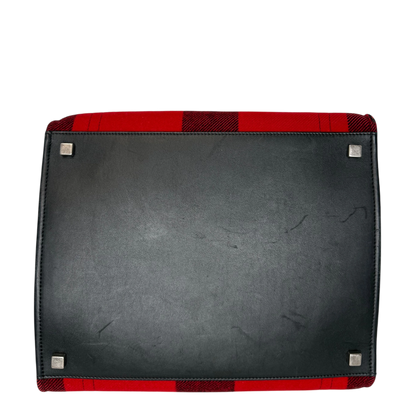 CELINE Tartan Phantom Luggage Bag Wolle rot schwarz / gut CELINE