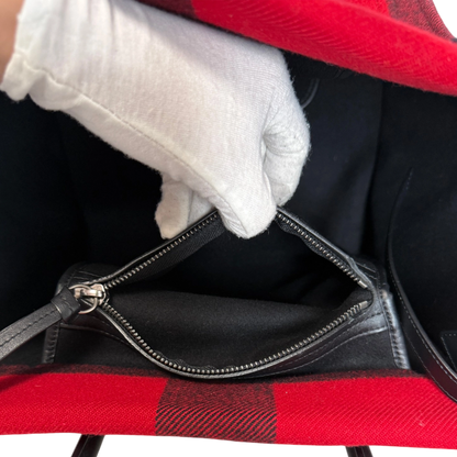 CELINE Tartan Phantom Luggage Bag Wolle rot schwarz / gut CELINE