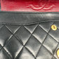 CHANEL 2.55 Double Flap 10" Chain Shoulder Bag schwarzes Lammleder / gut Chanel