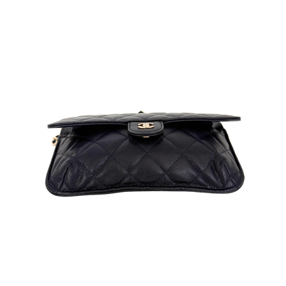 Chanel Quilted Foldable Chain Tote Bag Caviar mit Polka Dots Navyblau / neuwertig Chanel