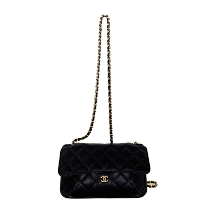 Chanel Quilted Foldable Chain Tote Bag Caviar mit Polka Dots Navyblau / neuwertig Chanel