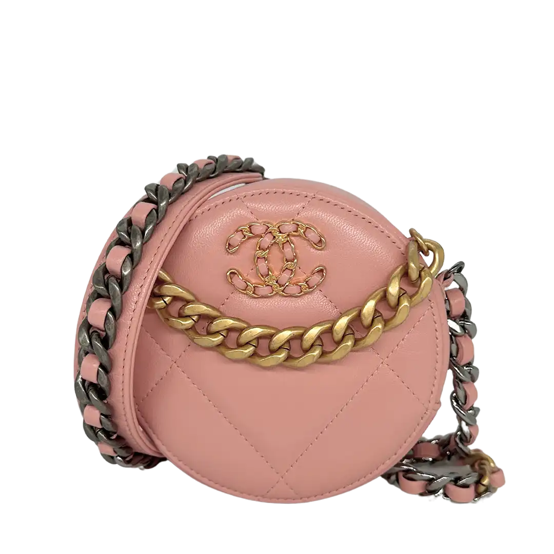 Chanel 19 Round Clutch Chain Schultertasche light Pink / neuwertig Chanel