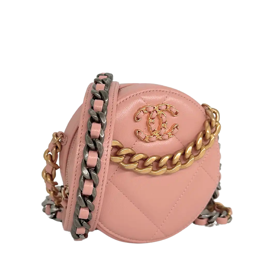 Chanel 19 Round Clutch Chain Schultertasche light Pink / neuwertig Chanel