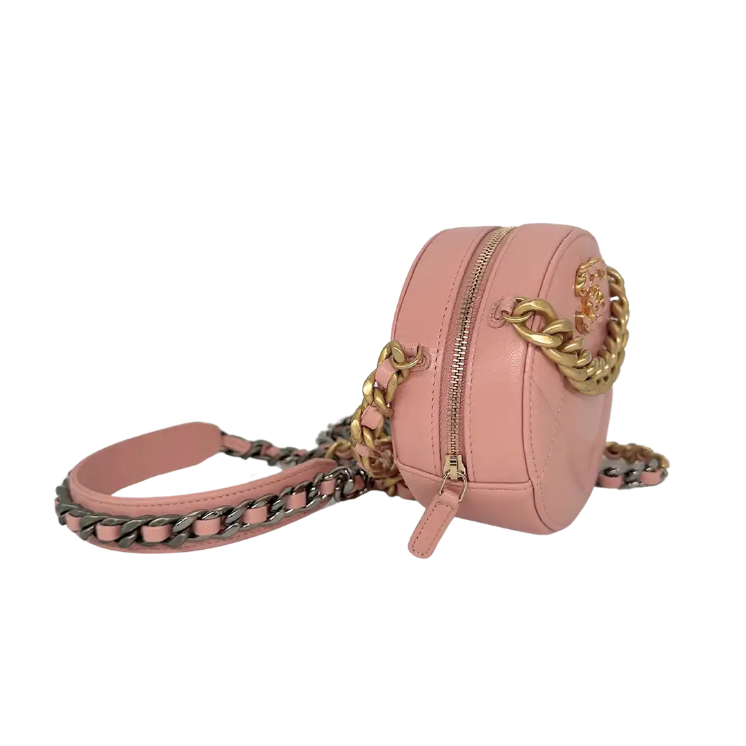 Chanel 19 Round Clutch Chain Schultertasche light Pink / neuwertig Chanel