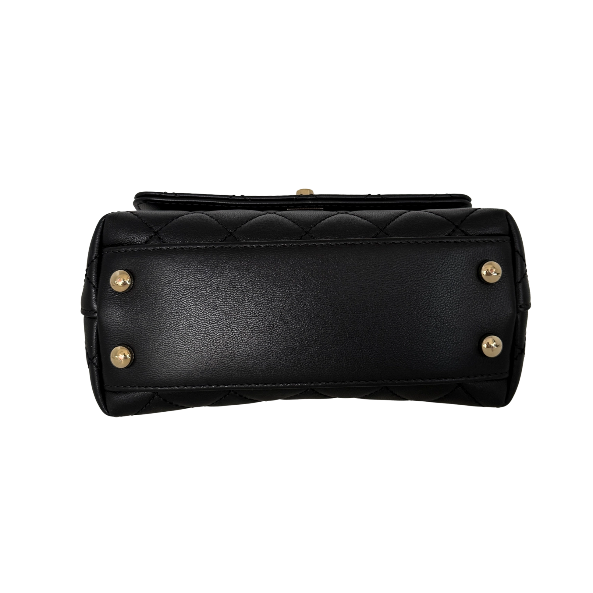 Chanel Mini Flap Bag mit Rainbow Top Handle Lammleder Schwarz / neuwertig Chanel