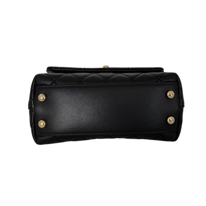 Chanel Mini Flap Bag mit Rainbow Top Handle Lammleder Schwarz / neuwertig Chanel