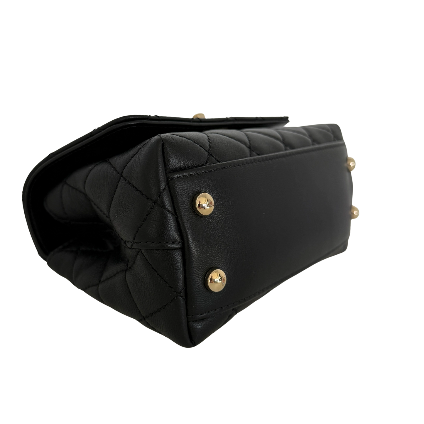 Chanel Mini Flap Bag mit Rainbow Top Handle Lammleder Schwarz / neuwertig Chanel