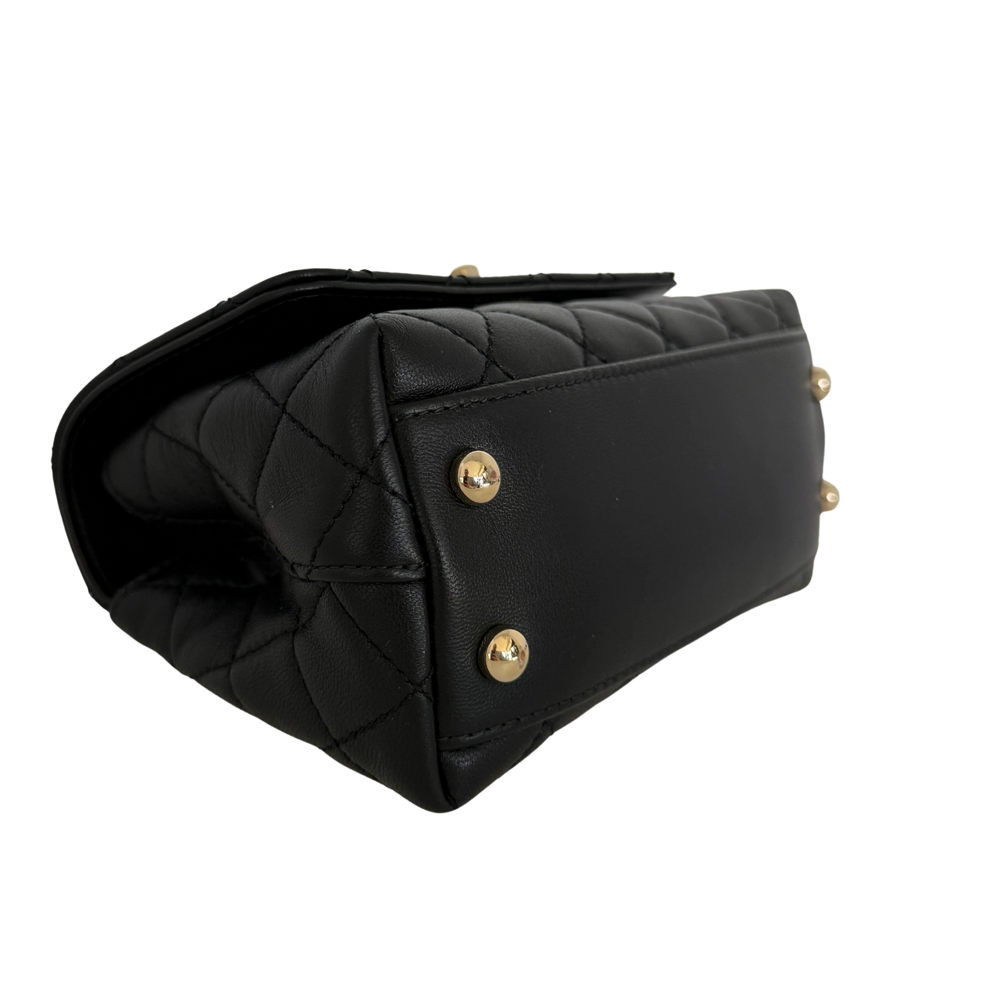 Chanel Mini Flap Bag mit Rainbow Top Handle Lammleder Schwarz / neuwertig Chanel