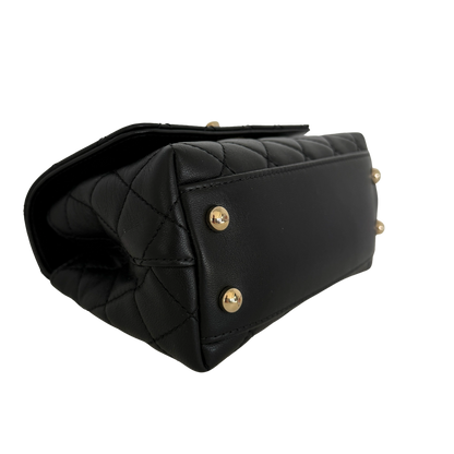 Chanel Mini Flap Bag mit Rainbow Top Handle Lammleder Schwarz / neuwertig Chanel
