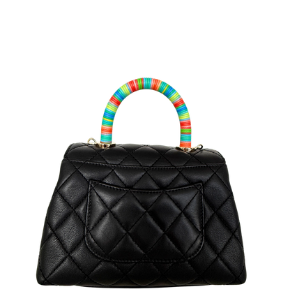 Chanel Mini Flap Bag mit Rainbow Top Handle Lammleder Schwarz / neuwertig Chanel
