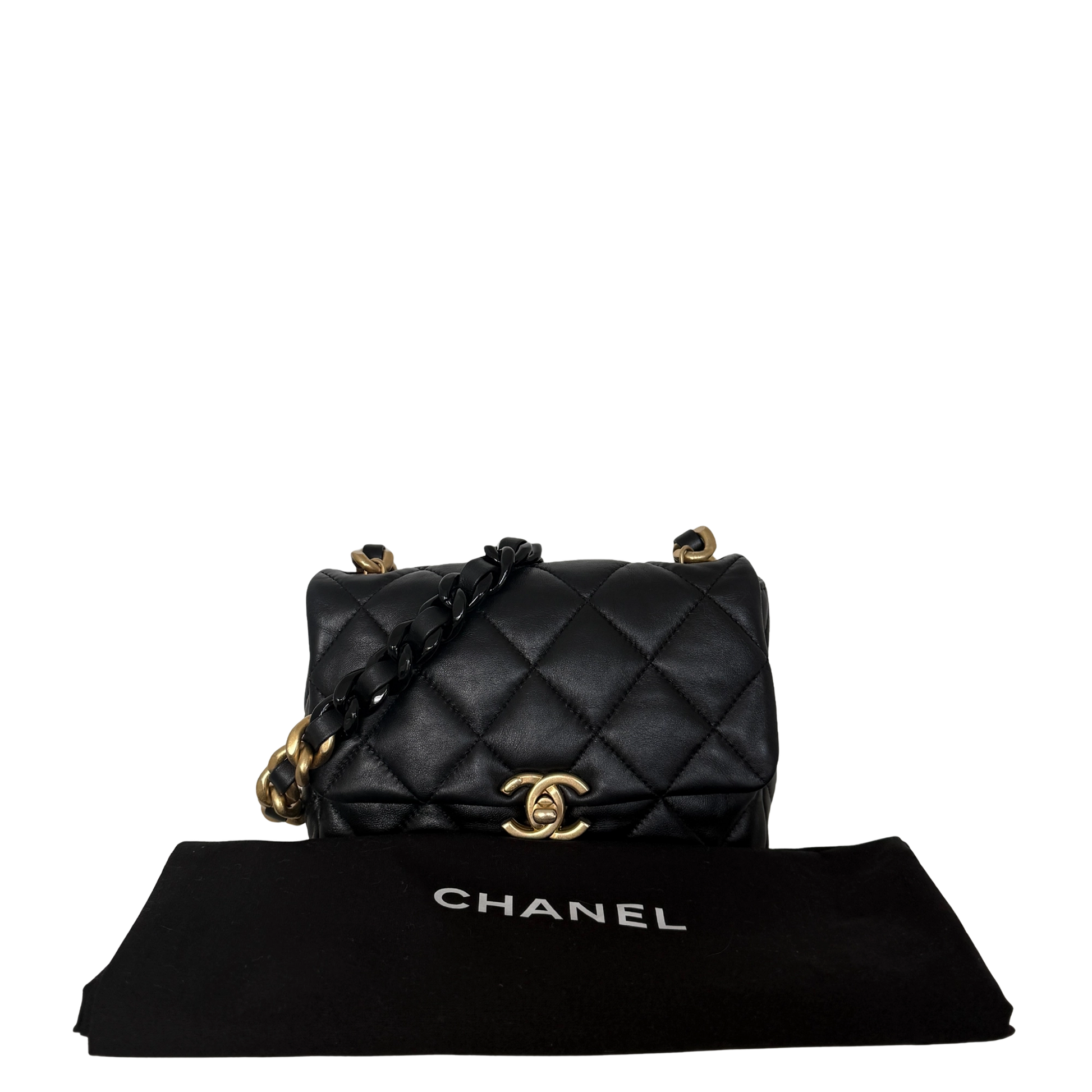 Chanel Mini Quilted Candy Chain Flap Bag Lammleder Schwarz / sehr gut Chanel