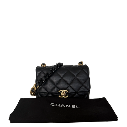 Chanel Mini Quilted Candy Chain Flap Bag Lammleder Schwarz / sehr gut Chanel