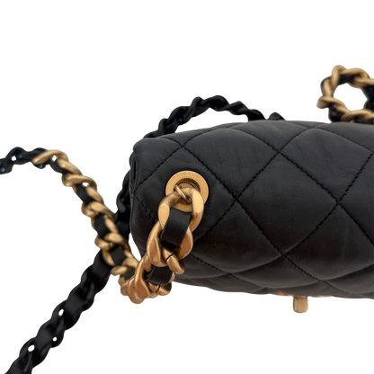 Chanel Mini Quilted Candy Chain Flap Bag Lammleder Schwarz / sehr gut Chanel