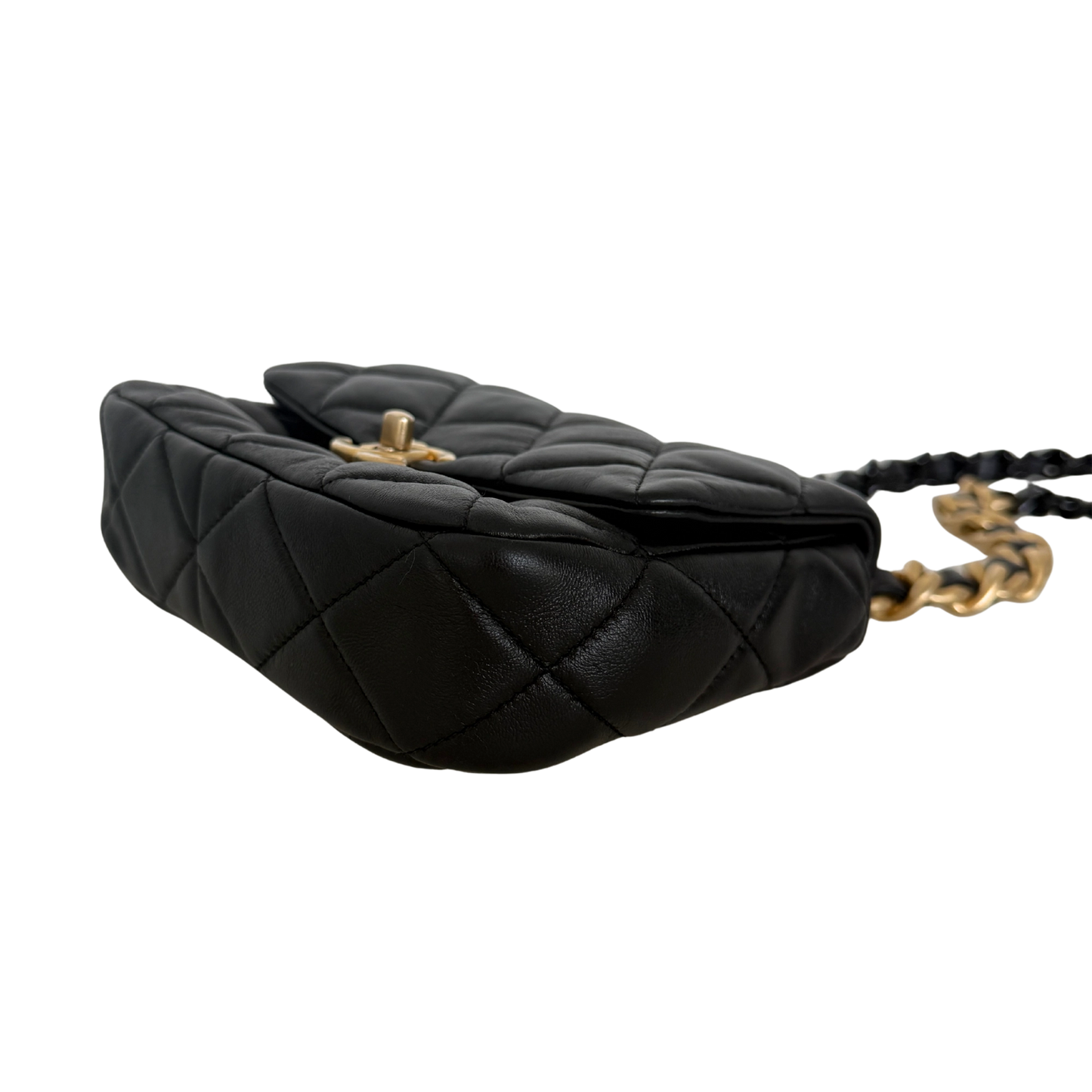 Chanel Mini Quilted Candy Chain Flap Bag Lammleder Schwarz / sehr gut Chanel
