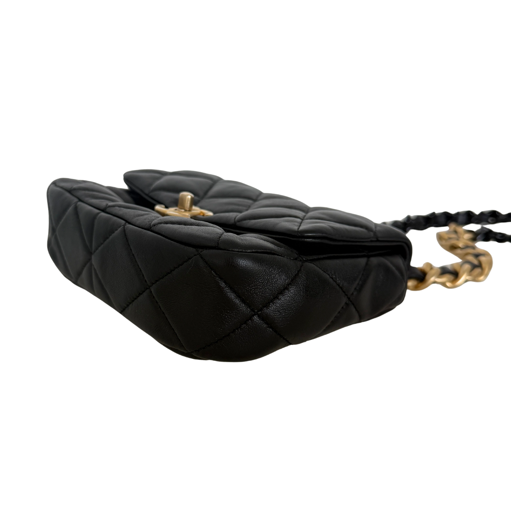 Chanel Mini Quilted Candy Chain Flap Bag Lammleder Schwarz / sehr gut Chanel