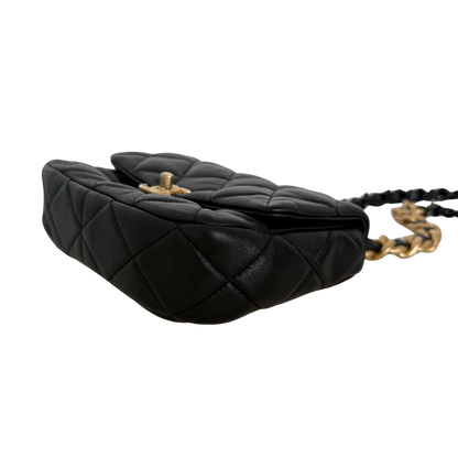 Chanel Mini Quilted Candy Chain Flap Bag Lammleder Schwarz / sehr gut Chanel