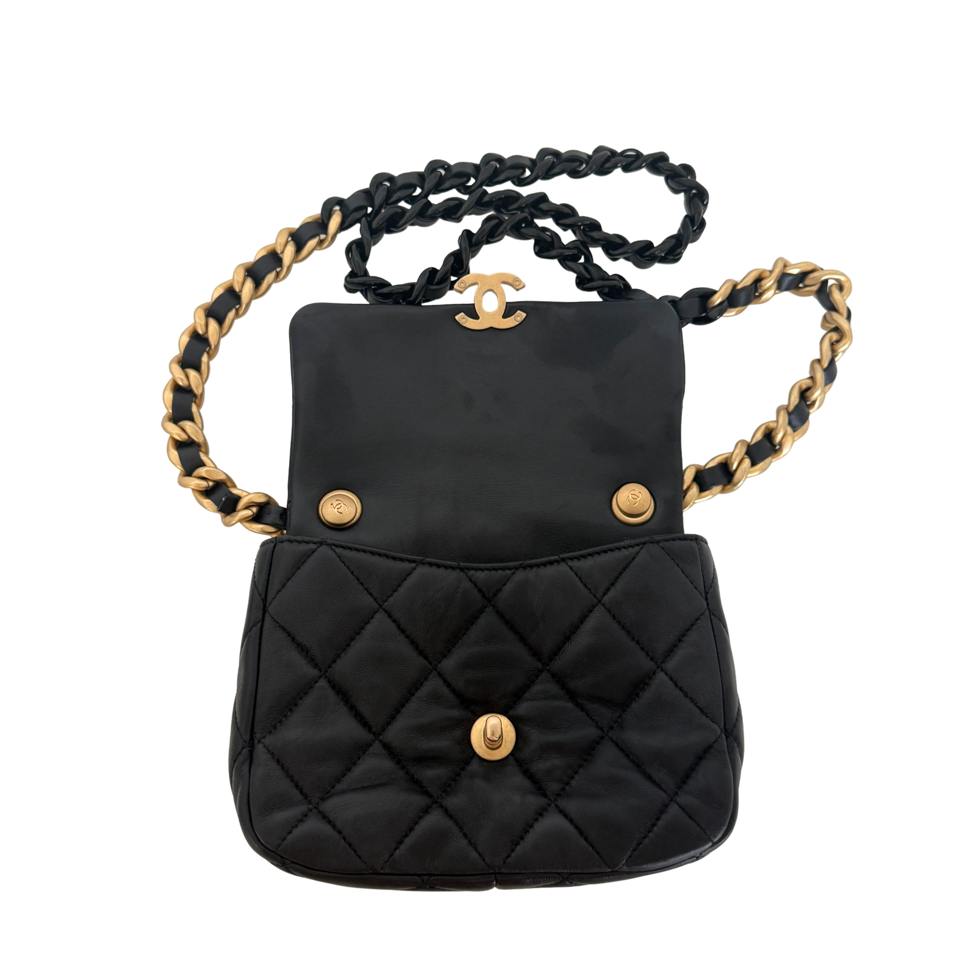 Chanel Mini Quilted Candy Chain Flap Bag Lammleder Schwarz / sehr gut Chanel
