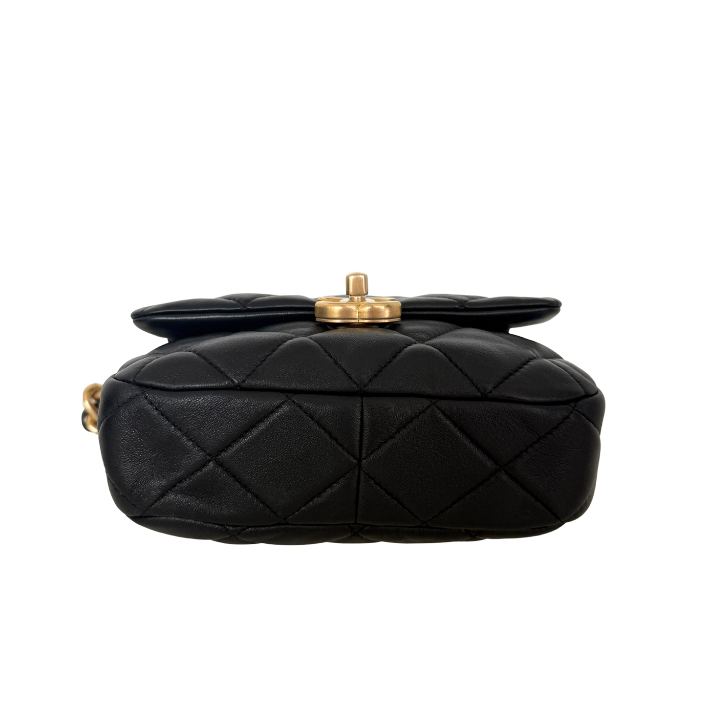 Chanel Mini Quilted Candy Chain Flap Bag Lammleder Schwarz / sehr gut Chanel