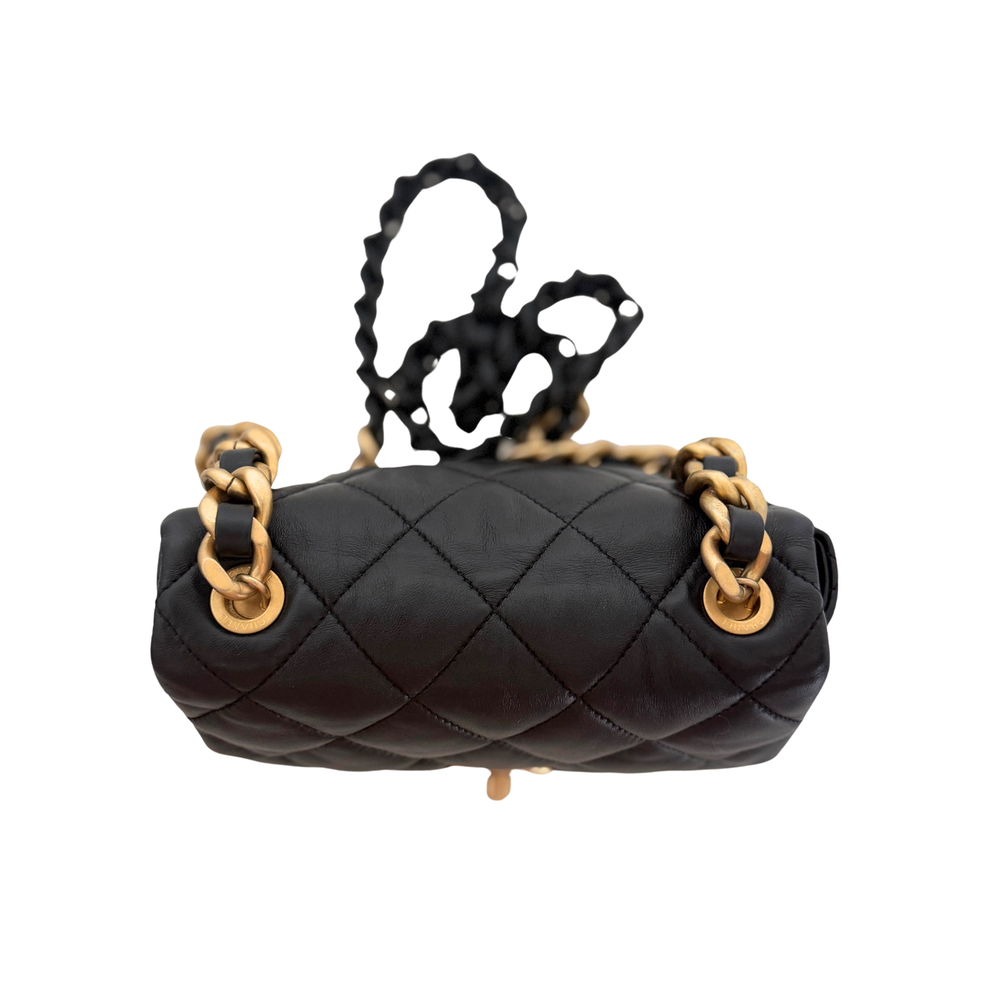 Chanel Mini Quilted Candy Chain Flap Bag Lammleder Schwarz / sehr gut Chanel