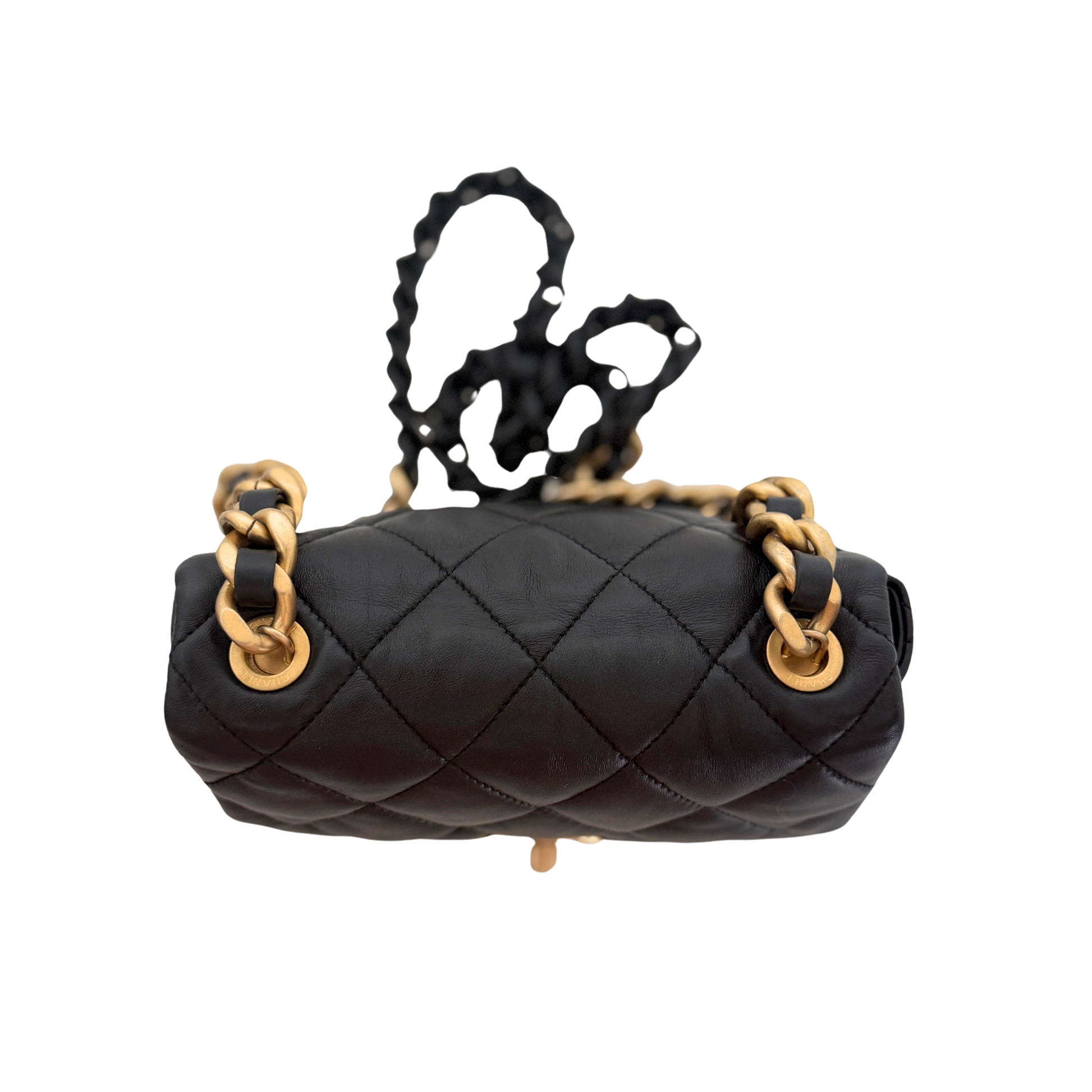 Chanel Mini Quilted Candy Chain Flap Bag Lammleder Schwarz / sehr gut Chanel
