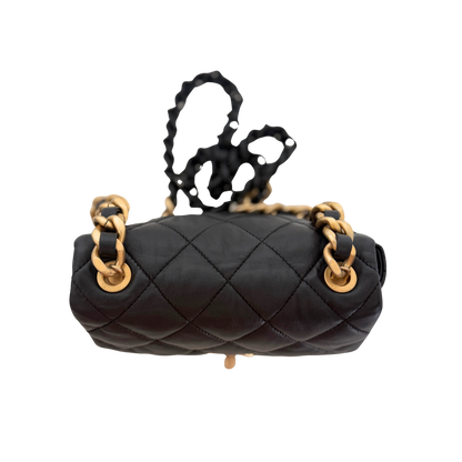 Chanel Mini Quilted Candy Chain Flap Bag Lammleder Schwarz / sehr gut Chanel