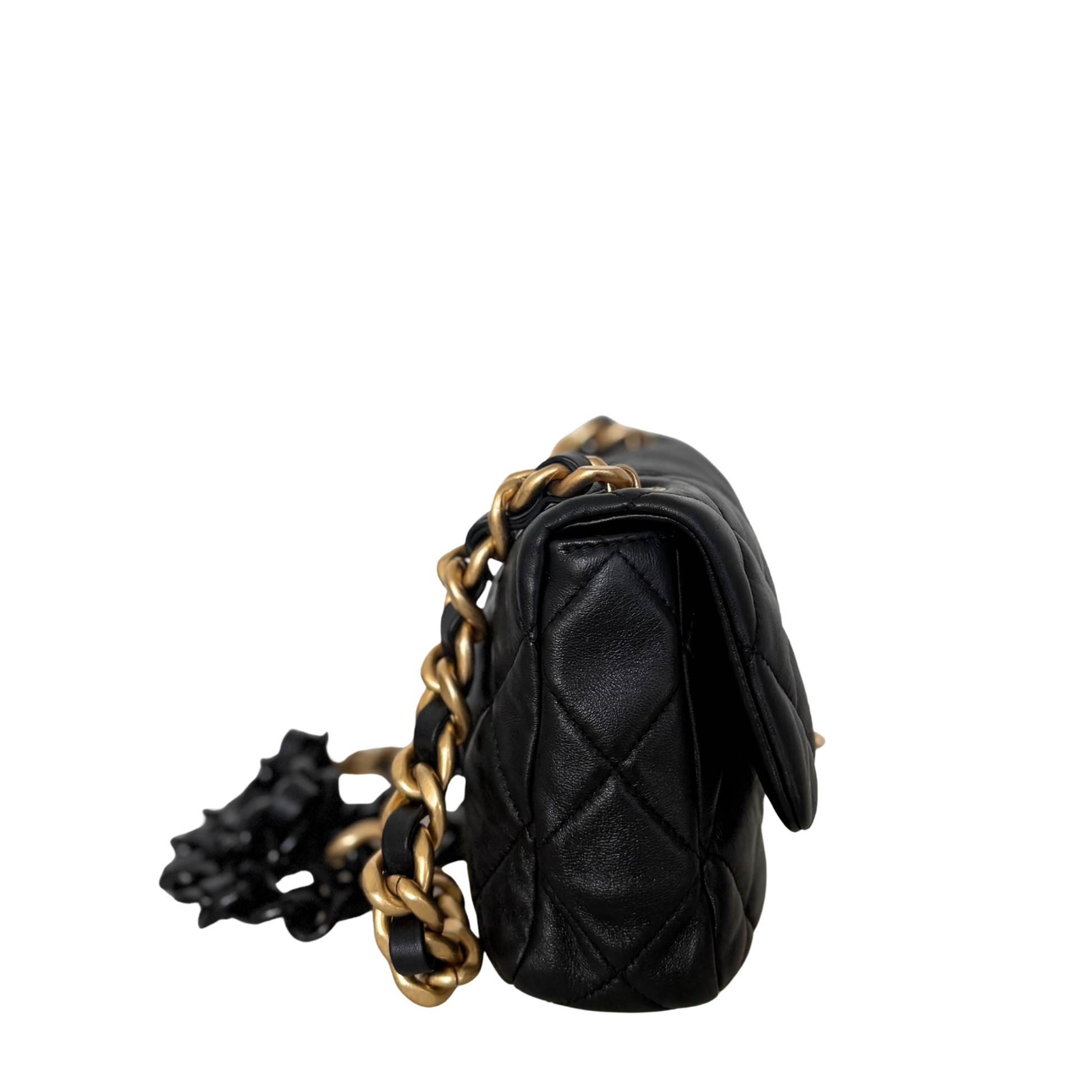 Chanel Mini Quilted Candy Chain Flap Bag Lammleder Schwarz / sehr gut Chanel