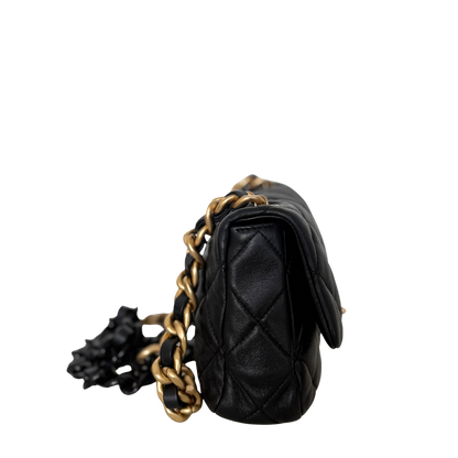 Chanel Mini Quilted Candy Chain Flap Bag Lammleder Schwarz / sehr gut Chanel
