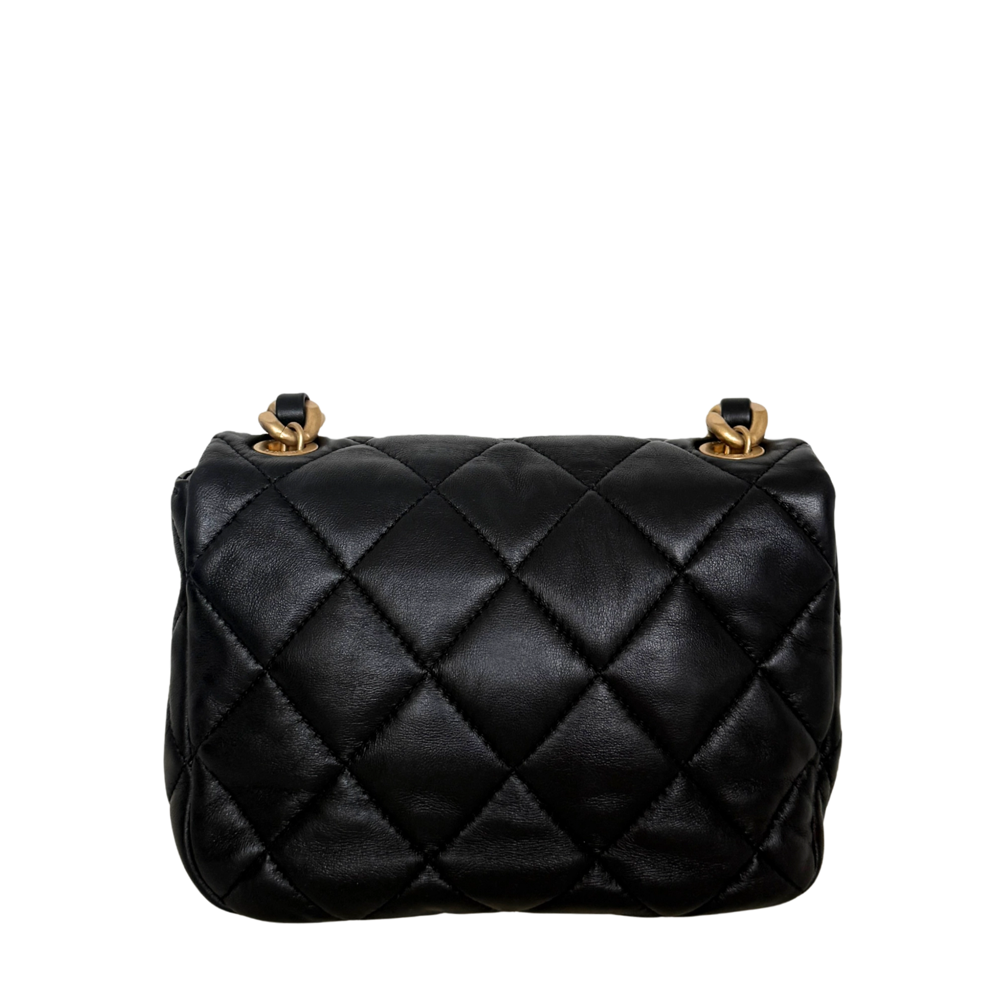 Chanel Mini Quilted Candy Chain Flap Bag Lammleder Schwarz / sehr gut Chanel