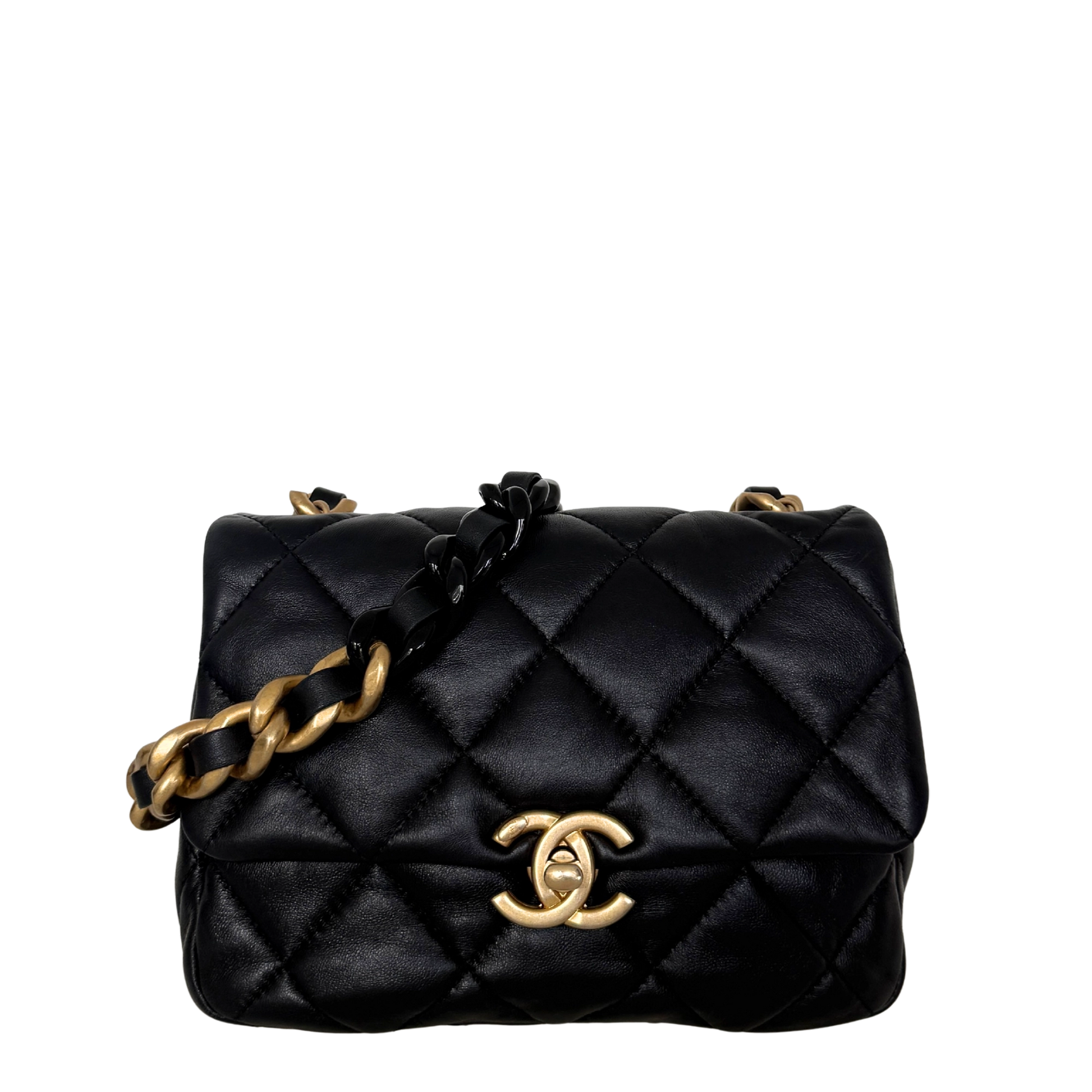 Chanel Mini Quilted Candy Chain Flap Bag Lammleder Schwarz / sehr gut Chanel