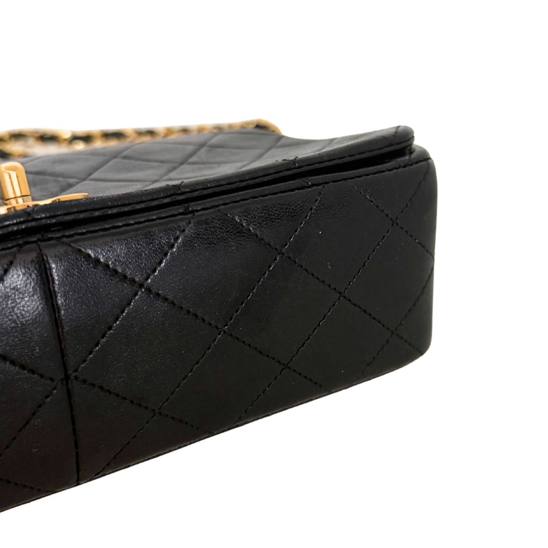Chanel Timeless Single Flap Small Schwarz Lammleder mit ID Card / gut Produkt