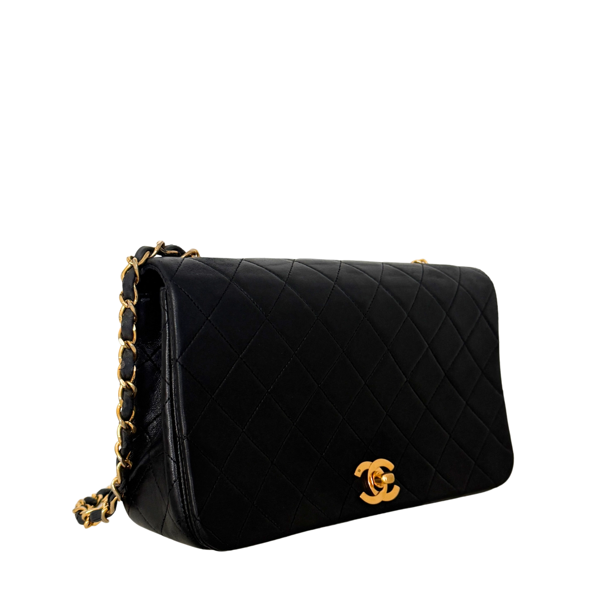 Chanel Timeless Single Flap Small Schwarz Lammleder mit ID Card / gut Produkt