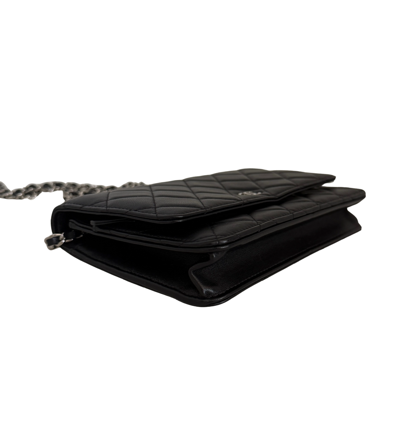 Chanel Wallet on Chain Bag Lammleder Schwarz silberne Hardware / neuwertig Chanel