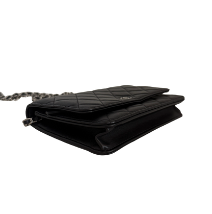 Chanel Wallet on Chain Bag Lammleder Schwarz silberne Hardware / neuwertig Chanel