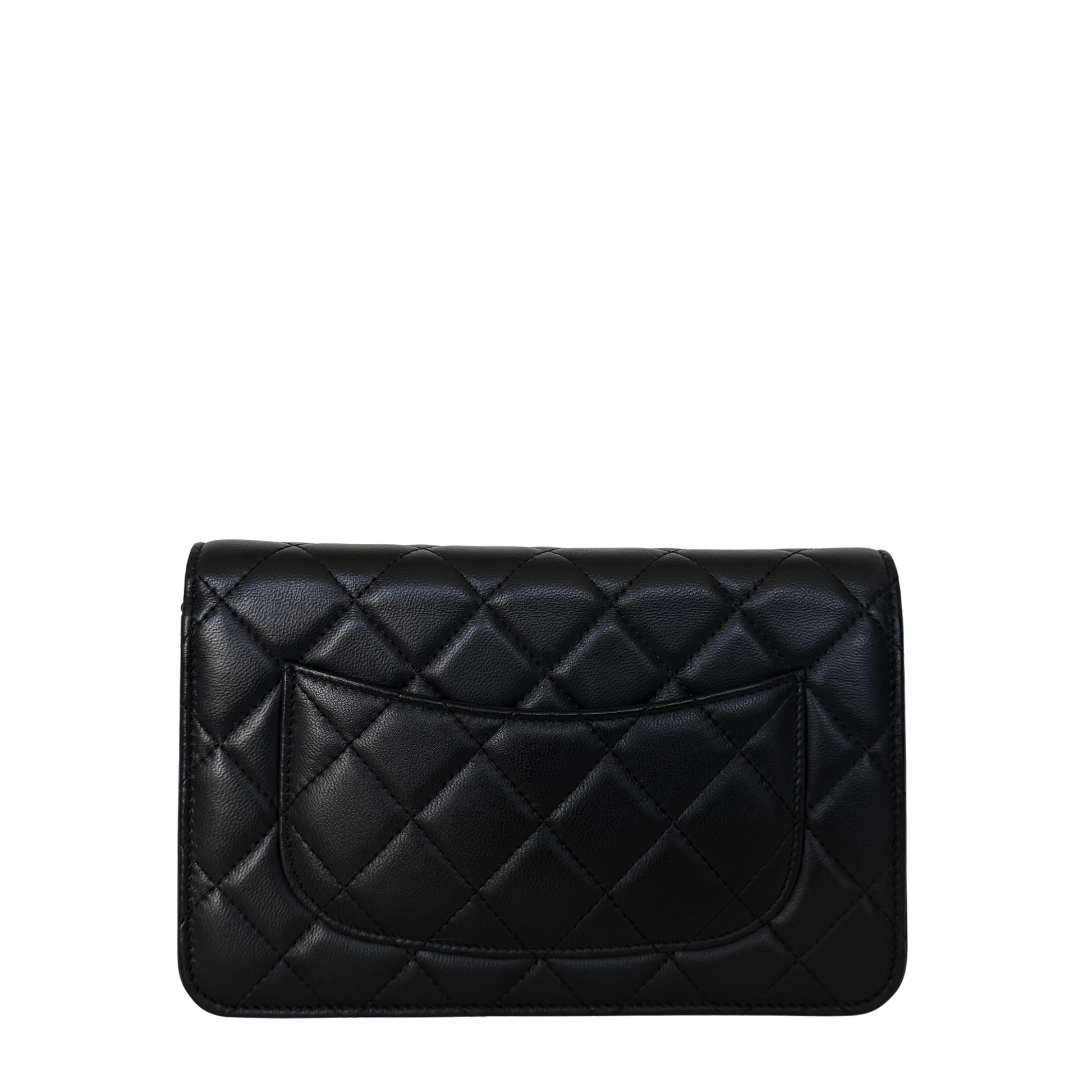 Chanel Wallet on Chain Bag Lammleder Schwarz silberne Hardware / neuwertig Chanel