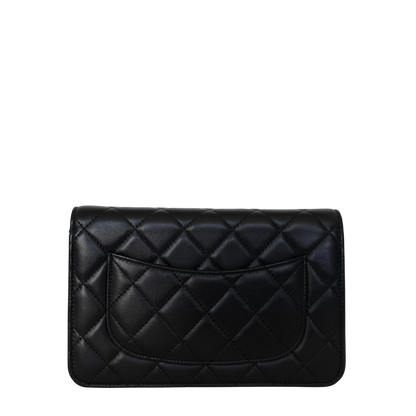 Chanel Wallet on Chain Bag Lammleder Schwarz silberne Hardware / neuwertig Chanel