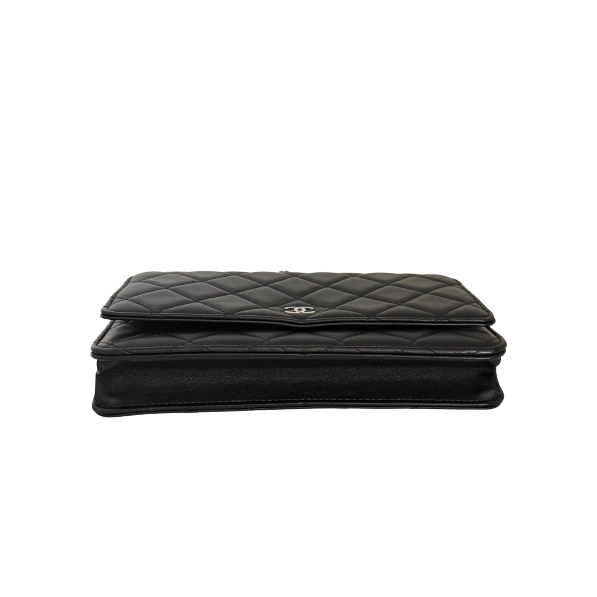 Chanel Wallet on Chain Bag Lammleder Schwarz silberne Hardware / neuwertig Chanel