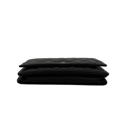 Chanel Wallet on Chain Bag Lammleder Schwarz silberne Hardware / sehr gut Chanel