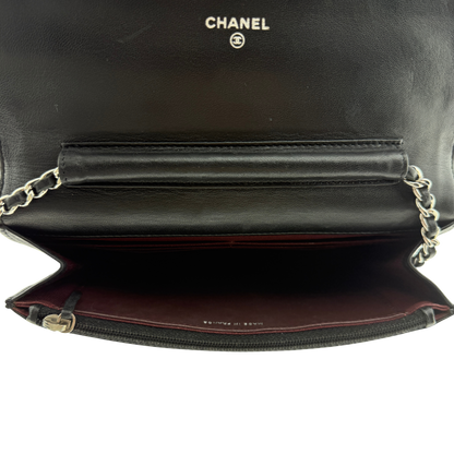 Chanel Wallet on Chain Bag Lammleder Schwarz silberne Hardware / sehr gut Chanel