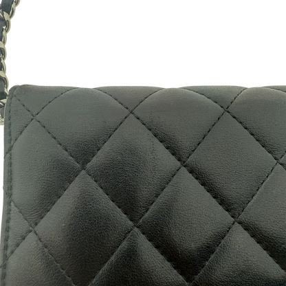 Chanel Wallet on Chain Bag Lammleder Schwarz silberne Hardware / sehr gut Chanel